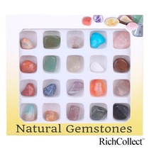 Natural crystal ore mini specimens 20 kinds of mineral rough stones gemstones can be equipped with Chinese and English version of the collection display box