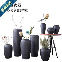 Ceramic flowerpot height 60cm large 50cm cm super high ceramic basin V oversized ground vase drop