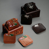 Creative cloisonne Ebony coaster kung fu tea set accessories large thick cup holder tea mat desktop ornaments