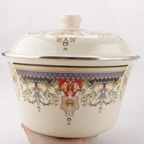 Good to use hot pot instant noodles to eat enamel basin with lid household thick noodle bowl for soup kitchen lard soup kitchen lard soup pot 16