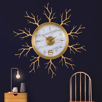 Living room Chinese light luxury pure copper wall clock Household clock Creative personality art fashion wall decoration Quartz clock