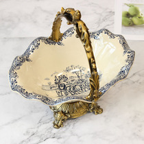  Villa model room creative alloy ceramic fruit plate European luxury modern simple American soft decoration ornaments