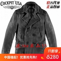 American Origin Cockpit WWII Navy 740 Goatskin Horse Skin Sailor Double Breasted Leather Coat Windbreaker