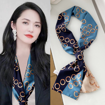  New spring decoration wild trend small scarf womens summer new Korean printed short silk scarf satin scarf