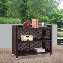 Outdoor balcony locker Garden villa sun room storage cabinet rattan barbecue food side cabinet Plastic rattan