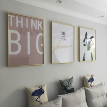 Nordic cute puppy bedroom bedside decorative painting Crystal porcelain framed living room sofa background wall triple hanging painting