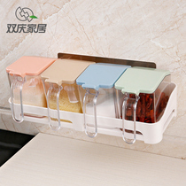 Sucker seasoning rack seasoning box set wall-mounted non-perforated household seasoning box condiment box kitchen rack