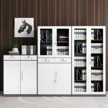 Tin Filing Cabinet Office File Cabinet Information Cabinet Locker glass Short cupboard Removable Door Cabinet thickened cover Ribbon Lock