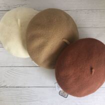 Japanese 90% woolen camel orange white mushroom three-dimensional tail female beret