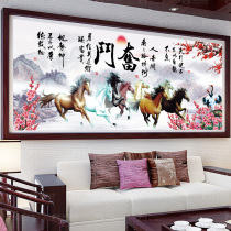 Diamond Painting Horse to Success Eight Jun Tutu 5D Cross embroidered with eight horse brick stone Show new living room glued to full drill