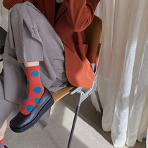 LET ME SEE retro British wind wave point cotton socks ins tide women big round dot socks autumn and winter breathable cotton socks