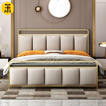 Modern iron bed creative Nordic light luxury ins Net red bed simple Princess home bedroom personality soft bag bed