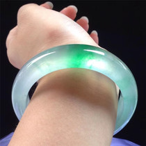 Ice planting fluorescent Burmese jade bracelet Green old pit floating flower belt certificate natural jade bracelet womens model