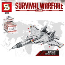S card SY1561 Military Block Survival War Series 4 in 1 Su 27 fighter jet assembly model plugging toys