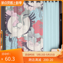 Custom Long Cord Coarse Hemp Day Style Linen Wine House Curtain Fairy Crane Spread window Bedroom Living Room Full Shading Punch