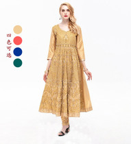 Indian silk cotton ethnic wind dance practice suit with embroidery inlaid and drilled Anna suit next to the new