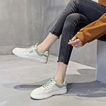 Leather white shoes women 2020 Spring New Korean version of Joker shoes student casual flat shoes X0311