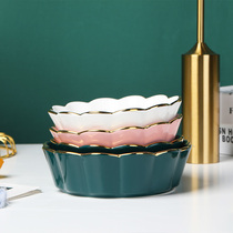 Light Extravagant Phnom Penh Ceramic Lace Salad Bowl Home Fruit Bowls Sketching Red Flowers Side Refreshment Bowls Baking Bowls Cutlery Ostyle