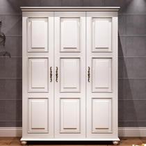 American new modern minimalist childrens wardrobe European overall assembly wooden solid wood two-door three-door bedroom wardrobe