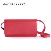 Leatherology genuine leather single shoulder stereo diagonal satchel bag with cover hand holding bag according to buckle containing long money clip