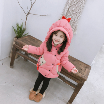 20 winter new childrens winter clothes female baby thickened medium-long quilted jacket jacket cartoon down cotton top cotton clothes
