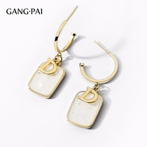Silver needle quartets large earrings South Korean temperament Long style net red superior sensational ear pendant womens French style 2021 new wave earrings