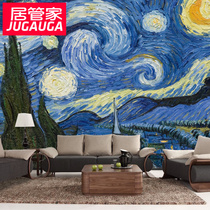 House Butler Van Gogh Starry Sky famous painting oil painting large seamless mural custom living room background Wall Wall cloth wallpaper
