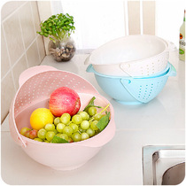 Kitchen Three-in-one Fruits And Vegetables Basket Water Fruit Basket Flip Leash Wash Rice Basin Plus High Wash Vegetable Melon Fruit Pan Wash Vegetable Basket