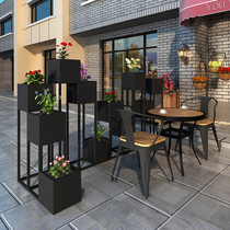Wrought iron outdoor flower box commercial street outside flower trough square partition combination fence courtyard outdoor custom flower stand