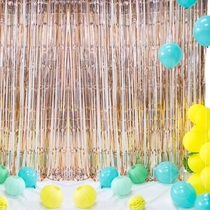 Graduation season color rain silk door curtain curtain Wedding festival background wall decoration Birthday party dress up Wedding room decoration