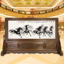 Chinese New Hu Peach Color Solid Wood Screen Office Room Partition Hotel Company Unit Hall Seat Screen
