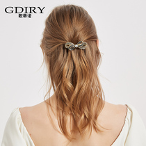 Butterfly Knot Pearl Spring Clip Lined Top Clip Half Hairpin Clip Rear head Horsetail Gripping Head Decorated Female Summer Headwear Hairpin