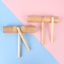 Primary school students double barrel large glossy beech double barrel high and low music teaching aids Orff percussion instruments