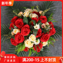 New wedding road flower big leaf rose Roman column road guide flower hydrangea silk flower wedding arrangement row flower
