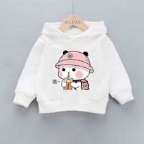 Children's clothing hooded vests long sleeve jacket tide men's and women's children's pullover cartoon printing base shirt 2021 autumn and winter new