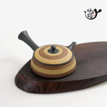 Japans often slippery burning of the kiln of the rock the flat embossed side of the emergency teapot iced tea the Nine Palace pot the cold rain