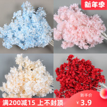 Long pole flower arrangement matching material cherry blossom crape myrtle flower snow cherry blossom green planting silk flower decoration dried flower wedding flower home Flower