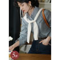 NicePeople2021FW Japan imported copper ammonia cotton plaid special collar design shirt