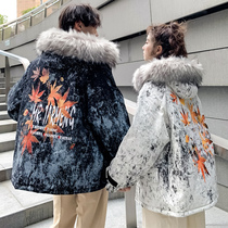 roora lovers winter clothes down cotton clothes mens cotton-padded jacket winter thickened ins Harajuku wind Korean version of tide fried street coat