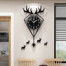 Nordic creative deer head decorative clock wall clock living room household fashion personality art modern simple net red watch