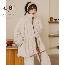 Coral Fleece Pyjamas Lady Spring Autumn Winter Money Sweet And Cute Thickened Flannel Suede Suit Students Warm Family Clothes
