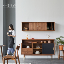 Black Walnuts Dining Side Cabinet Nordic Day Style Living Room Light Lavish Solid Wood Wine Cabinet Modern Minima High Cabinet Shelve Tea Water Cabinet