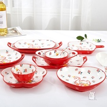 Red Swan exquisite festive bowl Creative personality household net red cute Korean version ins wind eat a single good-looking bowl