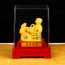 Zodiac sheep pig and rabbit velvet sand gold glaze ornaments 2021 year of the Ox