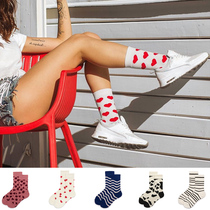  Buy three get one free couple cute banana Europe and the United States INS sports fitness men and women pure cotton socks board shoes mid-tube tide socks