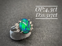 Sold Opal Island Boutique Blue Green Color Black Opal Goose Feather Seal Ring