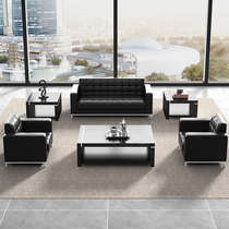 Simple modern leather office sofa coffee table combination business reception single double size reception room sofa
