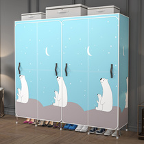 Simple Wardrobe Home Bedroom Cloth Wardrobe Rental Room With Steel Tube Plus Coarse Reinforcement Sturdy And Durable Open Door Style Chefs