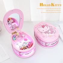 KT cat colorful glitter childrens jewelry box Music Box rotating dance little girl music box Christmas birthday gift