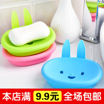 Cartoon Cute Little Rabbit soap box Leachate bathroom Double Smiley Face Creative Soap Box Bathroom supplies